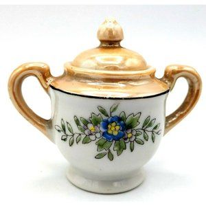 Lusterware Tiny Sugar Bowl Made in Japan 3 Inches High 1960s Vintage  Showa Era
